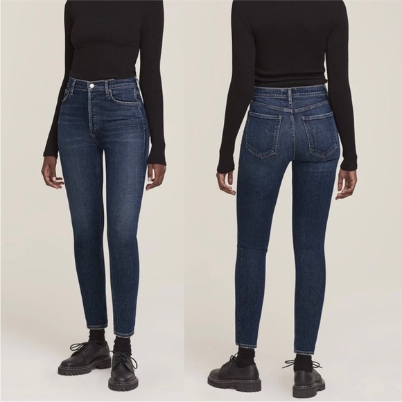 Agolde Dark Blue Skinny Jeans - Picture 1 of 8